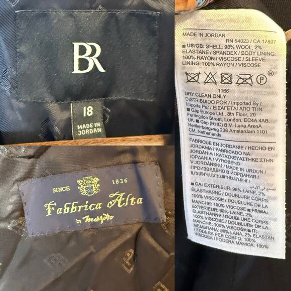 Banana Republic Siena Relaxed Italian Wool Blazer Black size 18 - Picture 7 of 7